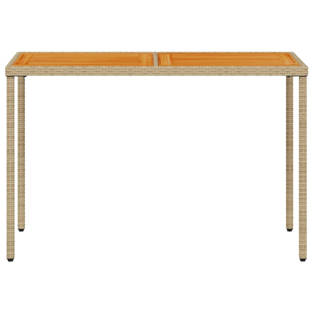 Tuintafel met acaciahouten blad 115x54x74 cm poly rattan beige