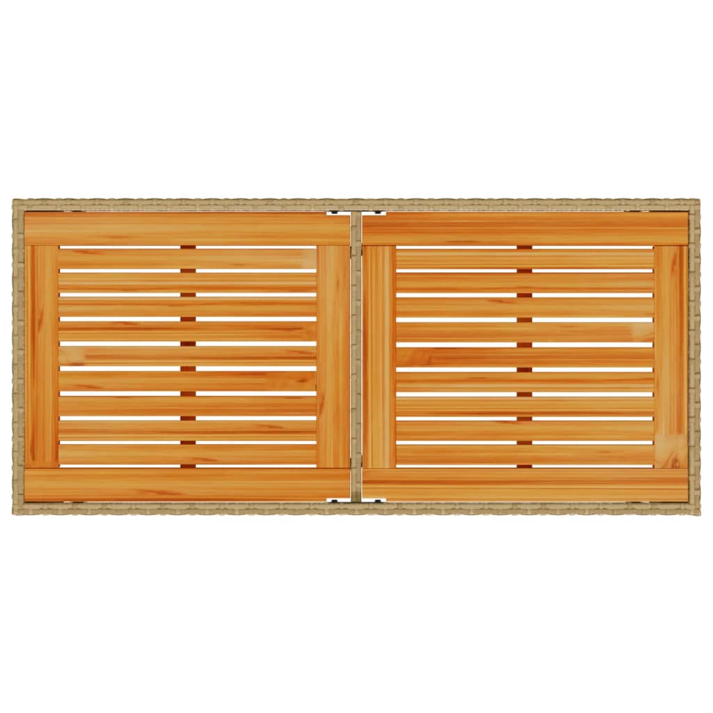 Tuintafel met acaciahouten blad 115x54x74 cm poly rattan beige