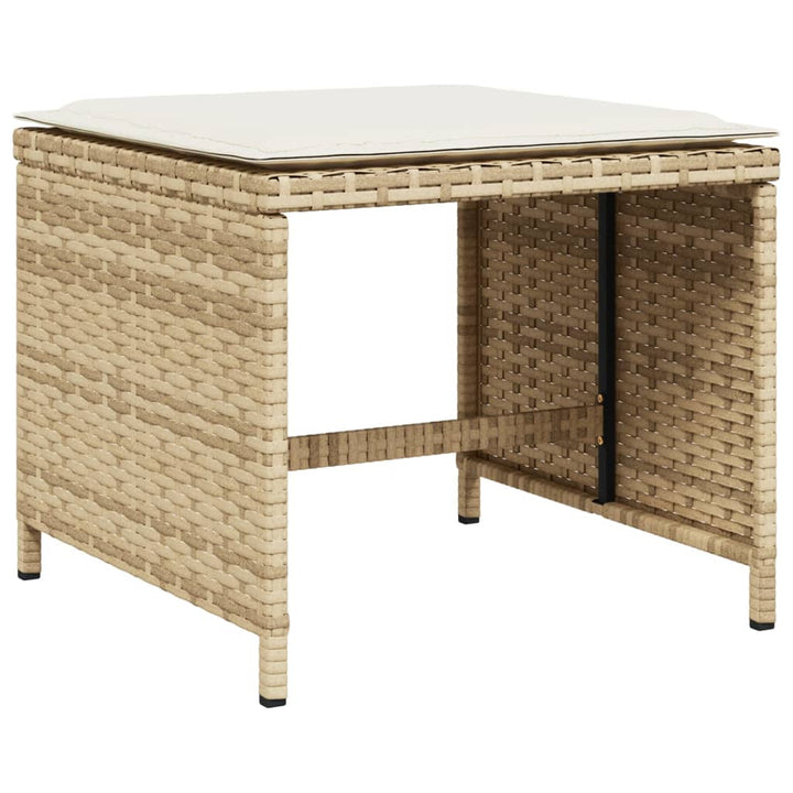 5-delige Tuinset met kussens poly rattan beige