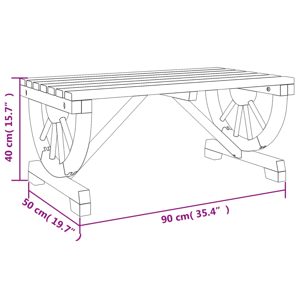 Tuintafel 90x50x40 cm massief vuurhout