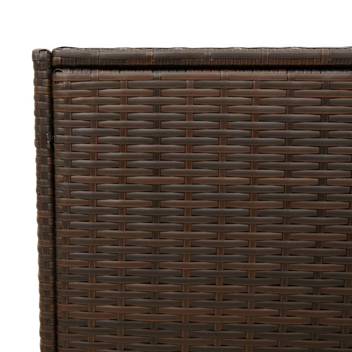 Tuinbox met wielen 283 L poly rattan bruin