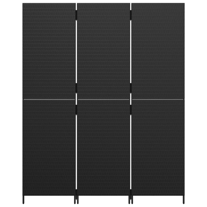Kamerscherm 3 panelen poly rattan zwart