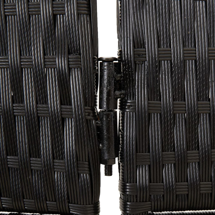 Kamerscherm 5 panelen poly rattan zwart