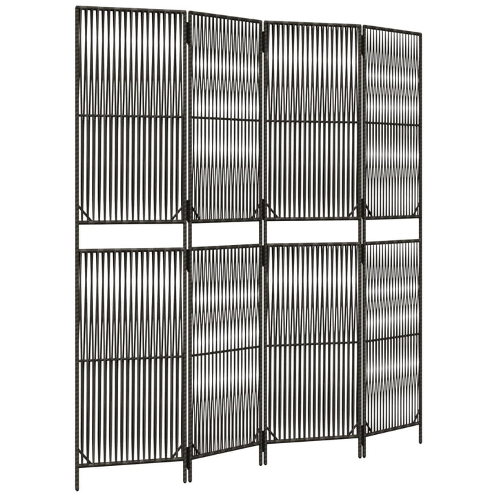 Kamerscherm 4 panelen poly rattan grijs