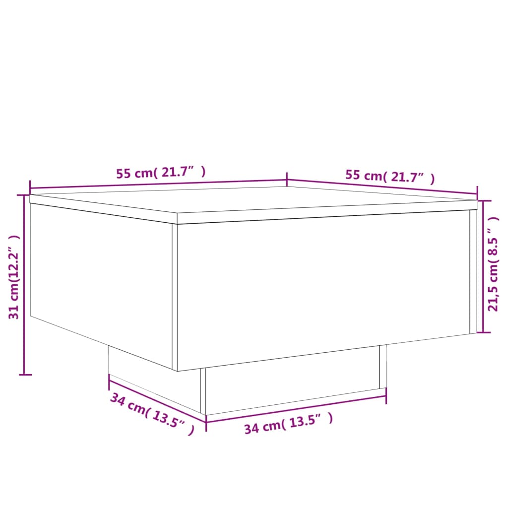 Salontafel 55x55x31 cm bewerkt hout wit