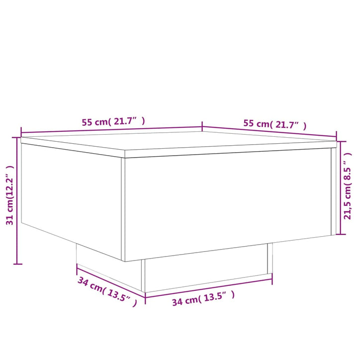 Salontafel 55x55x31 cm bewerkt hout wit