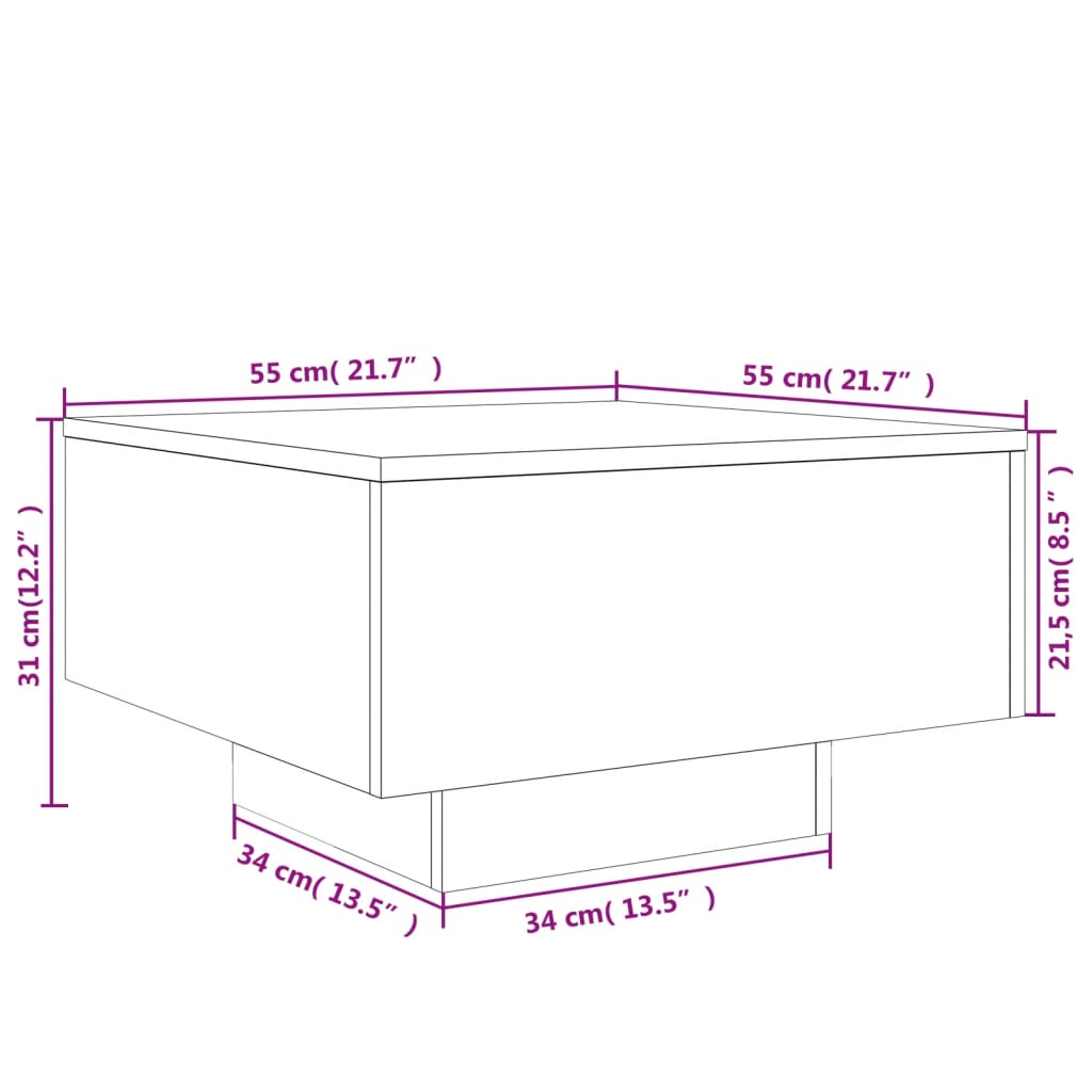 Salontafel 55x55x31 cm bewerkt hout betongrijs