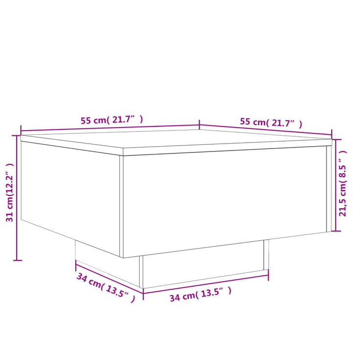 Salontafel 55x55x31 cm bewerkt hout bruin eikenkleur