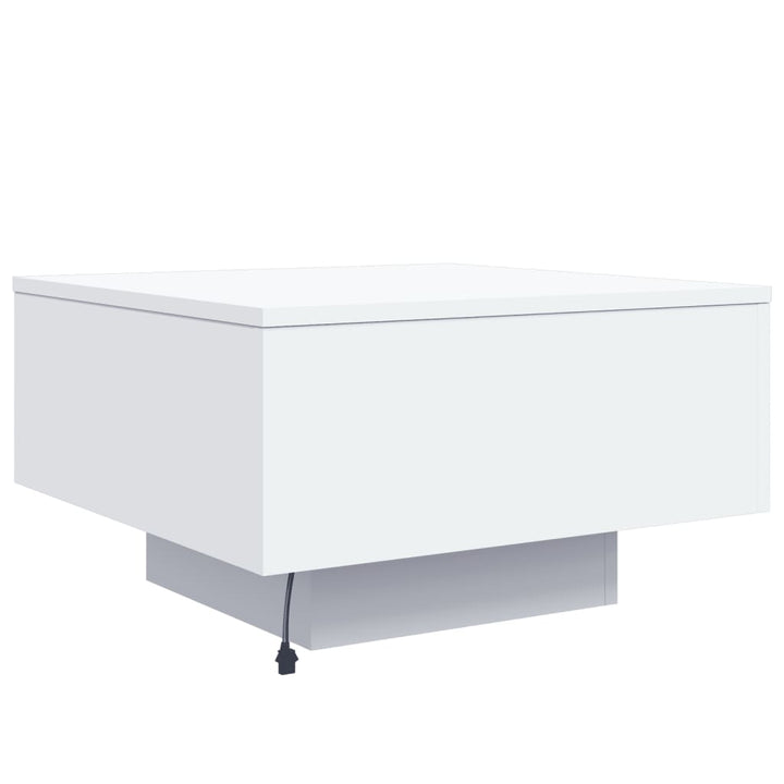 Salontafel met LED-verlichting 55x55x31 cm wit