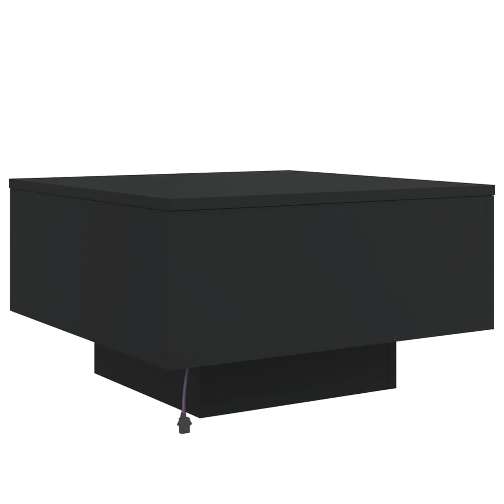 Salontafel met LED-verlichting 55x55x31 cm zwart