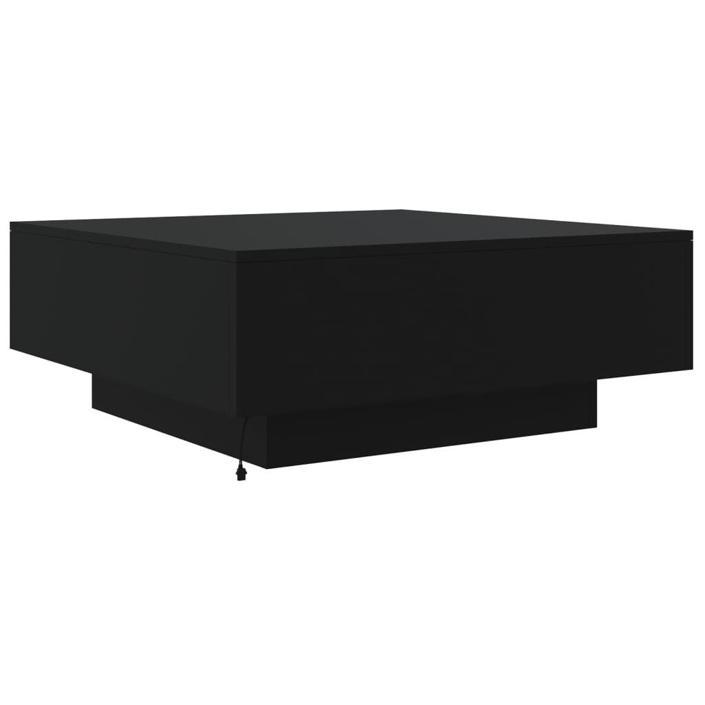 Salontafel met LED-verlichting 80x80x31 cm zwart