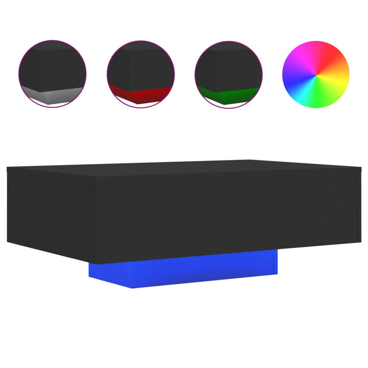 Salontafel met LED-verlichting 85x55x31 cm zwart