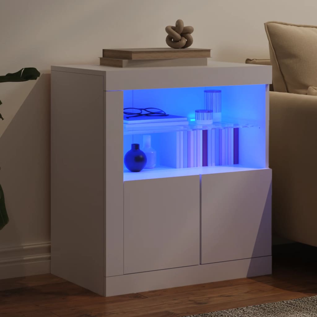 Dressoir met LED-verlichting 60,5x37x67 cm wit