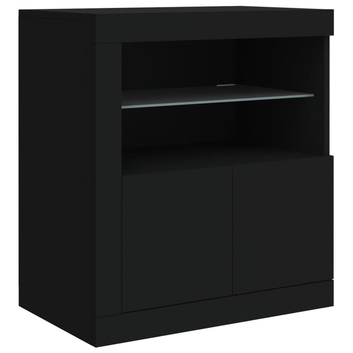 Dressoir met LED-verlichting 60,5x37x67 cm zwart