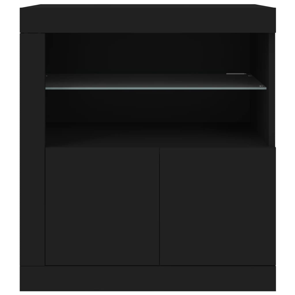 Dressoir met LED-verlichting 60,5x37x67 cm zwart