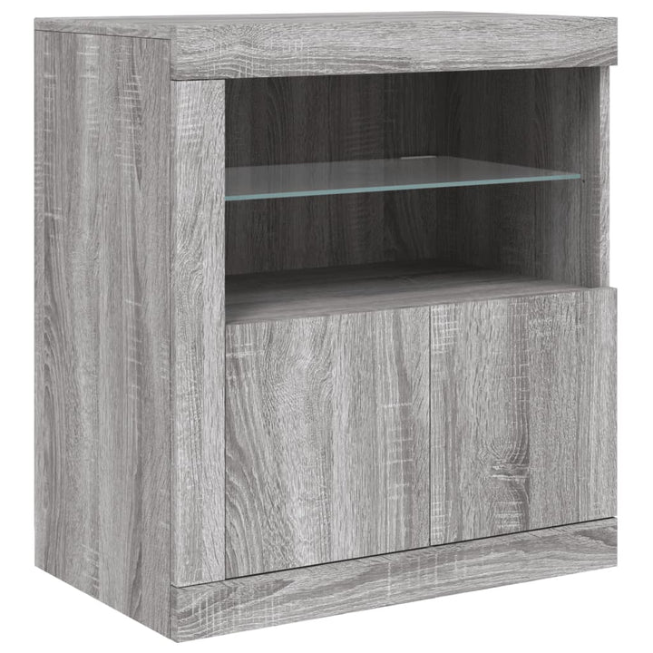 Dressoir met LED-verlichting 60,5x37x67 cm grijs sonoma eiken