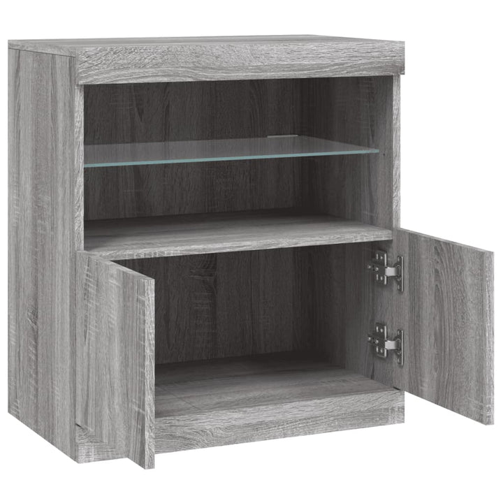 Dressoir met LED-verlichting 60,5x37x67 cm grijs sonoma eiken