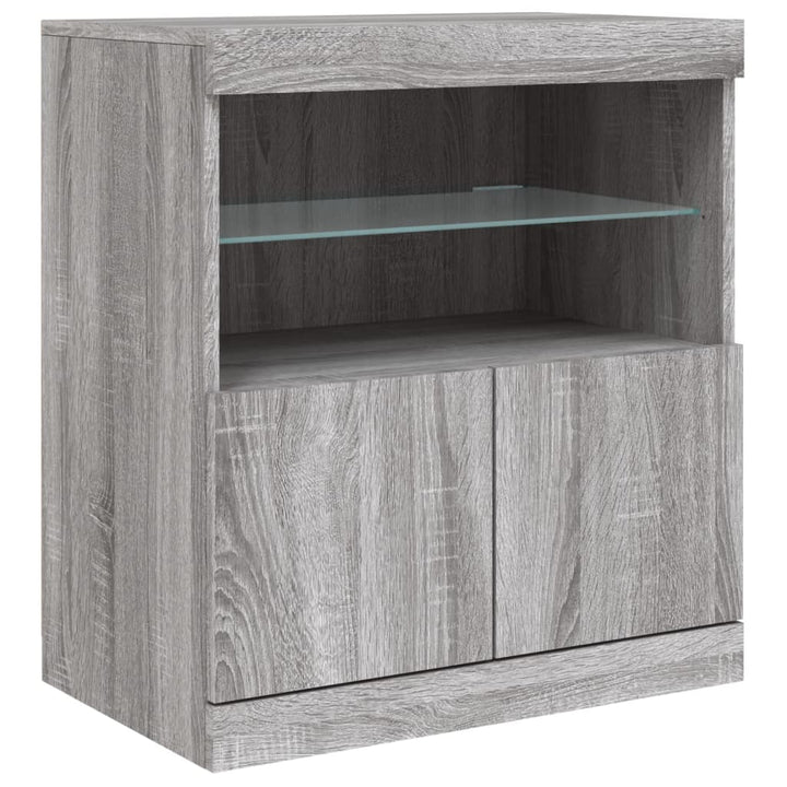 Dressoir met LED-verlichting 60x37x67 cm grijs sonoma eiken