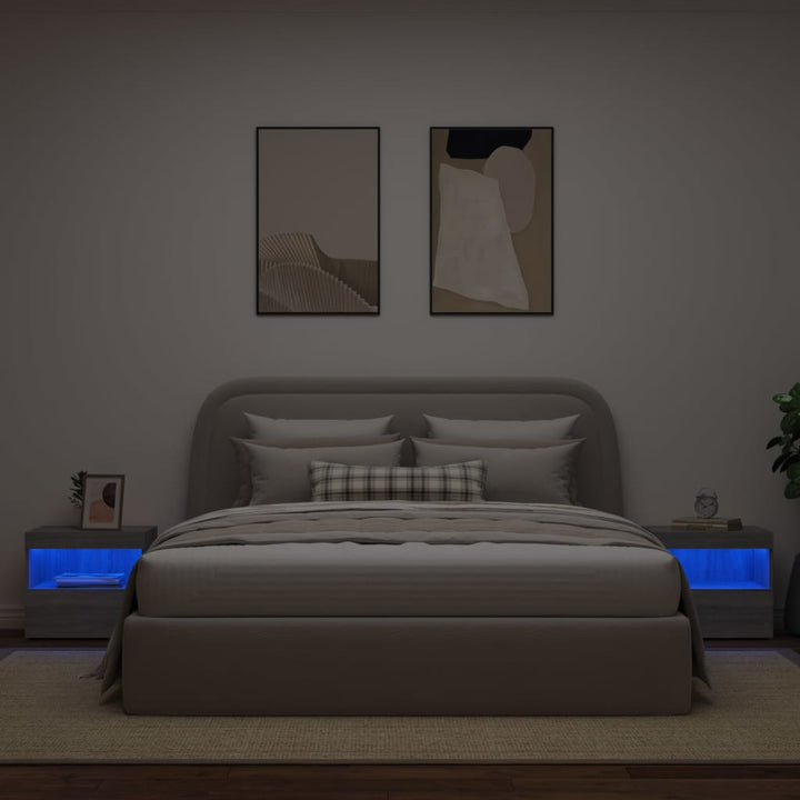Nachtkastjes met LED-verlichting 2 st 50x40x45 cm grijs sonoma