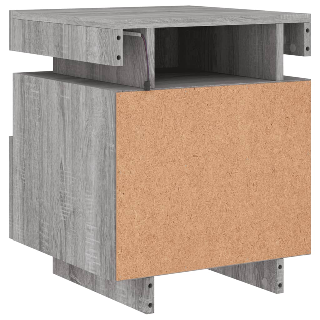 Nachtkastjes met LED 2 st 40x39x48,5 cm grijs sonoma