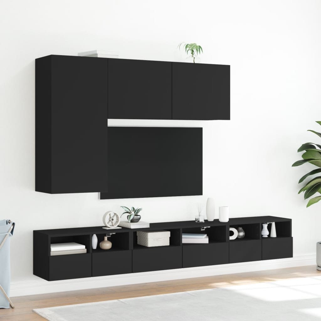 Tv-wandmeubel 60x30x30 cm bewerkt hout zwart