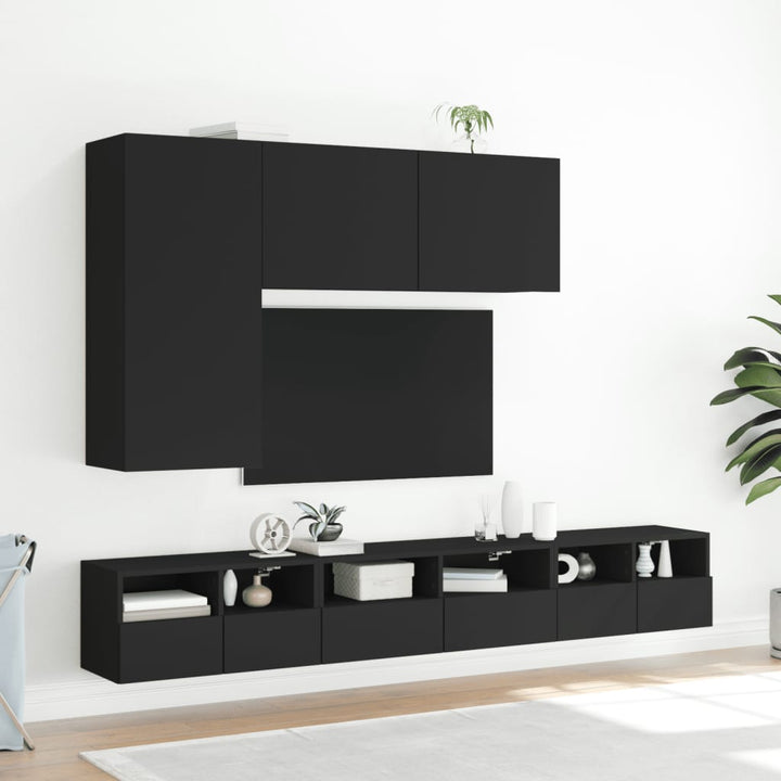 Tv-wandmeubel s 2 st 60x30x30 cm bewerkt hout zwart