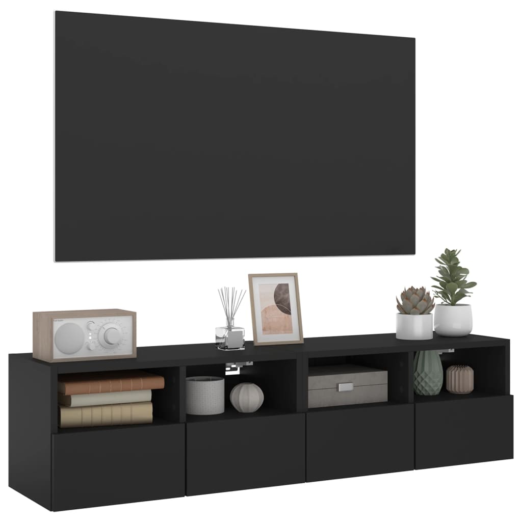 Tv-wandmeubel s 2 st 60x30x30 cm bewerkt hout zwart