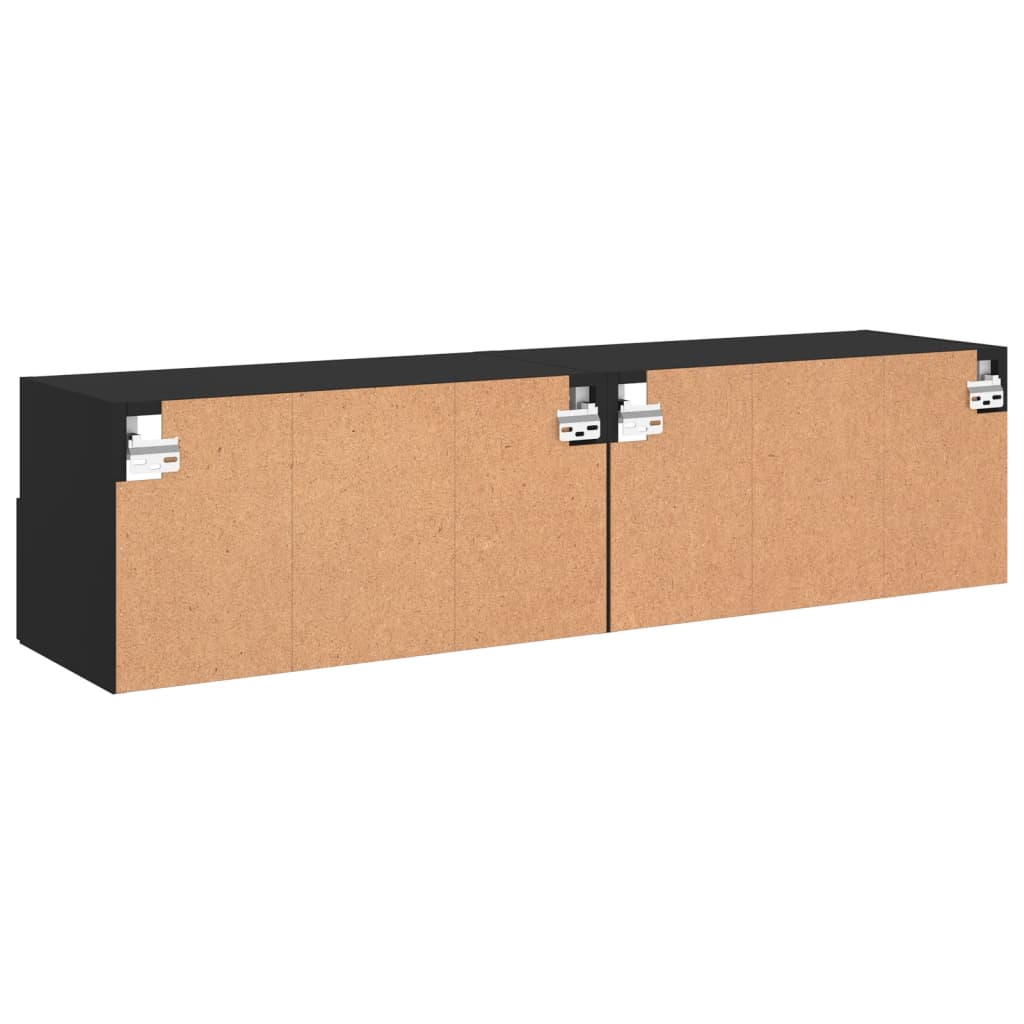 Tv-wandmeubel s 2 st 60x30x30 cm bewerkt hout zwart