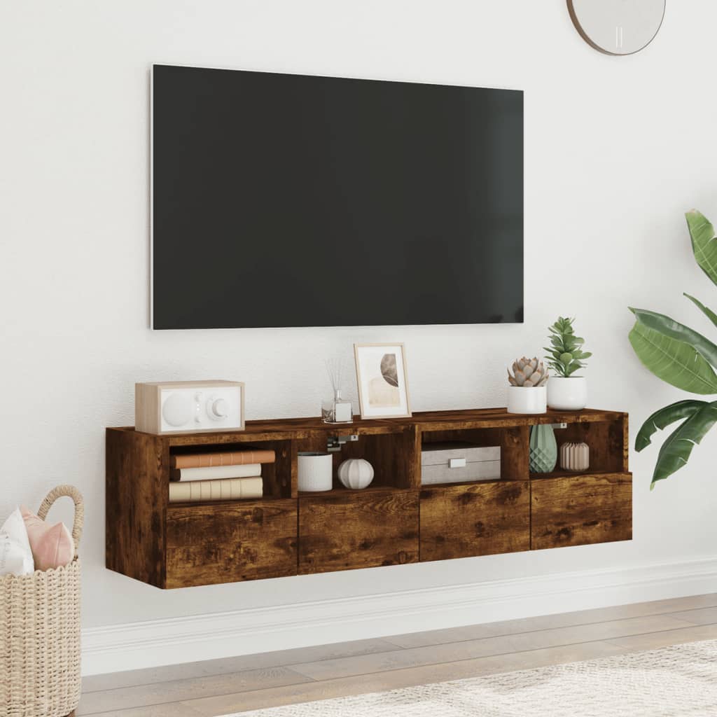 Tv-wandmeubels 2 st 60x30x30 cm bewerkt hout gerookt eikenkleur