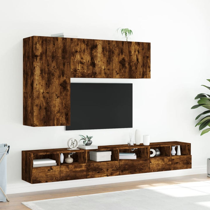 Tv-wandmeubels 2 st 60x30x30 cm bewerkt hout gerookt eikenkleur