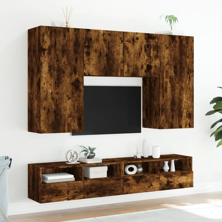 Tv-wandmeubel 80x30x30 cm bewerkt hout gerookt eikenkleurig