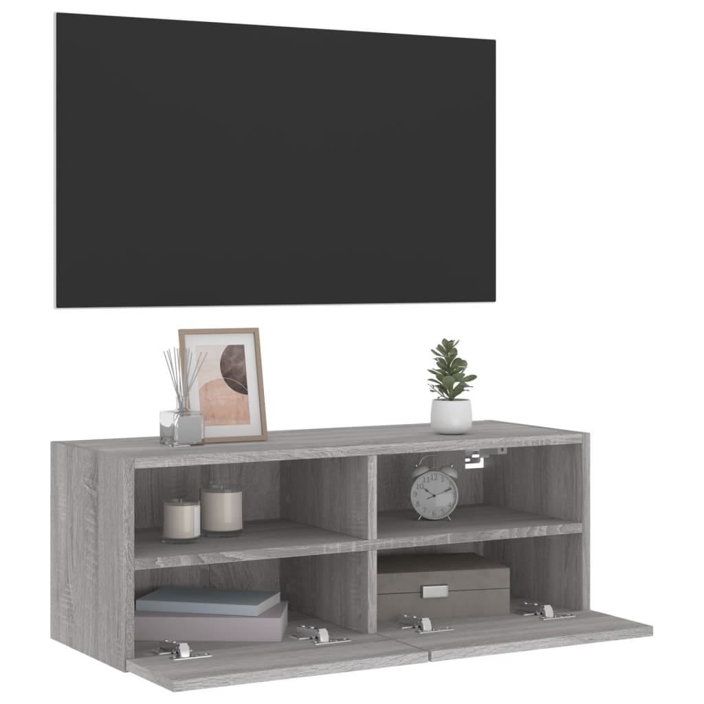 Tv-wandmeubel 80x30x30 cm bewerkt hout grijs sonoma eikenkleur