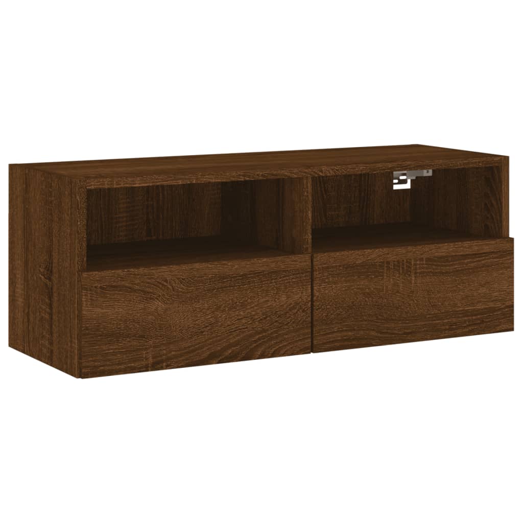 Tv-wandmeubel 80x30x30 cm bewerkt hout bruin eikenkleur