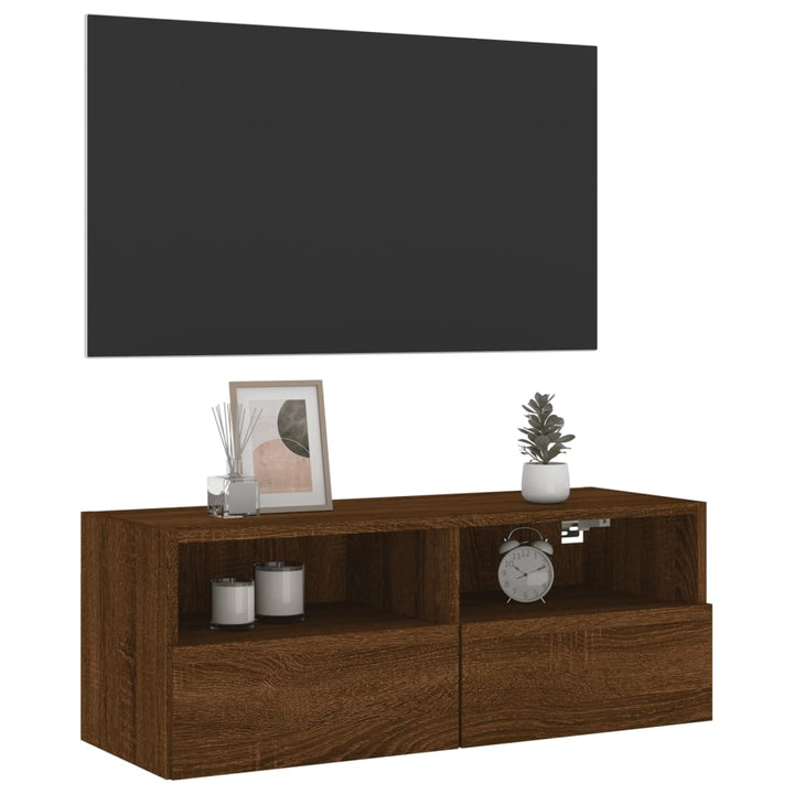 Tv-wandmeubel 80x30x30 cm bewerkt hout bruin eikenkleur