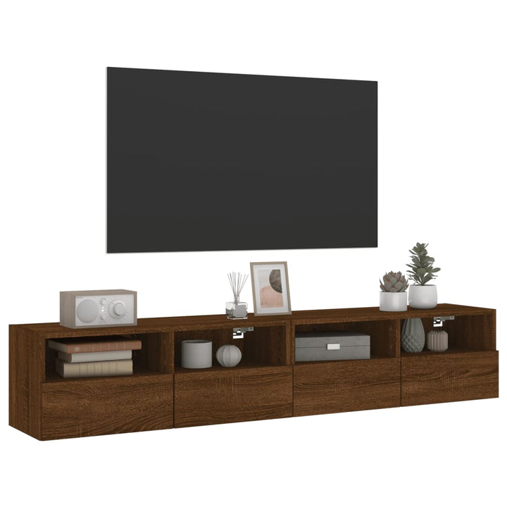 Tv-wandmeubels 2 st 80x30x30 cm bewerkt hout bruin eikenkleur