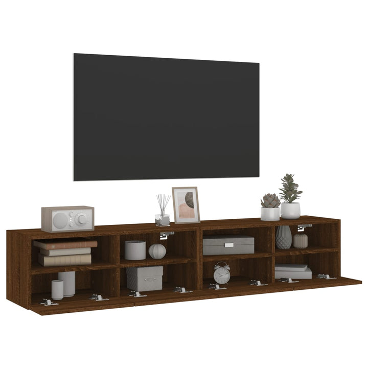 Tv-wandmeubels 2 st 80x30x30 cm bewerkt hout bruin eikenkleur