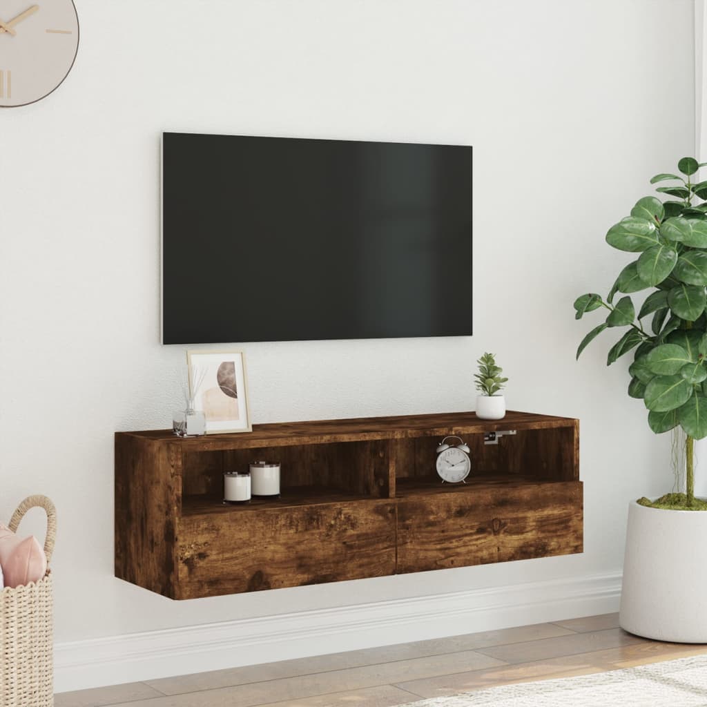 Tv-wandmeubel 100x30x30 cm bewerkt hout gerookt eikenkleurig