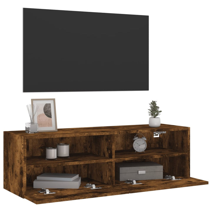 Tv-wandmeubel 100x30x30 cm bewerkt hout gerookt eikenkleurig