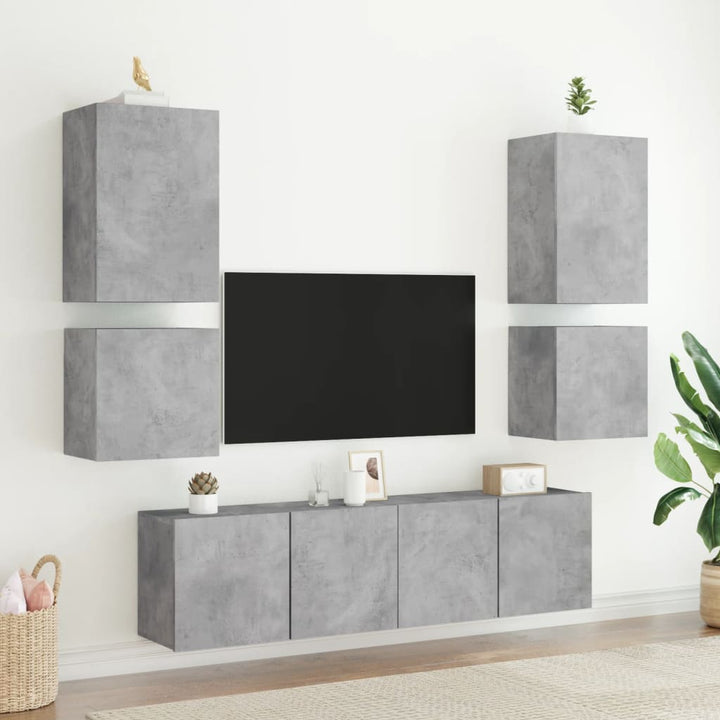 Tv-wandmeubels 2 st 40,5x30x40 cm bewerkt hout betongrijs