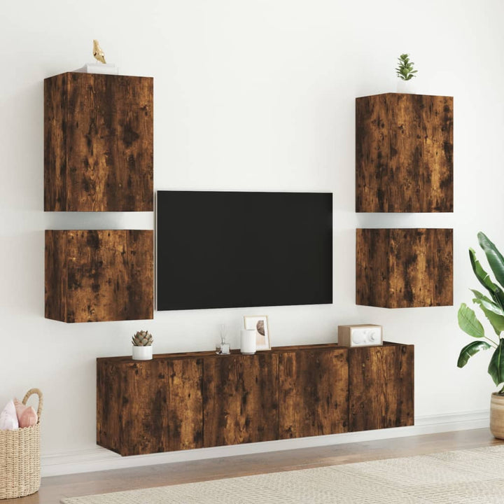 Tv-wandmeubels 2 st 40,5x30x40 cm bewerkt hout gerookt eiken