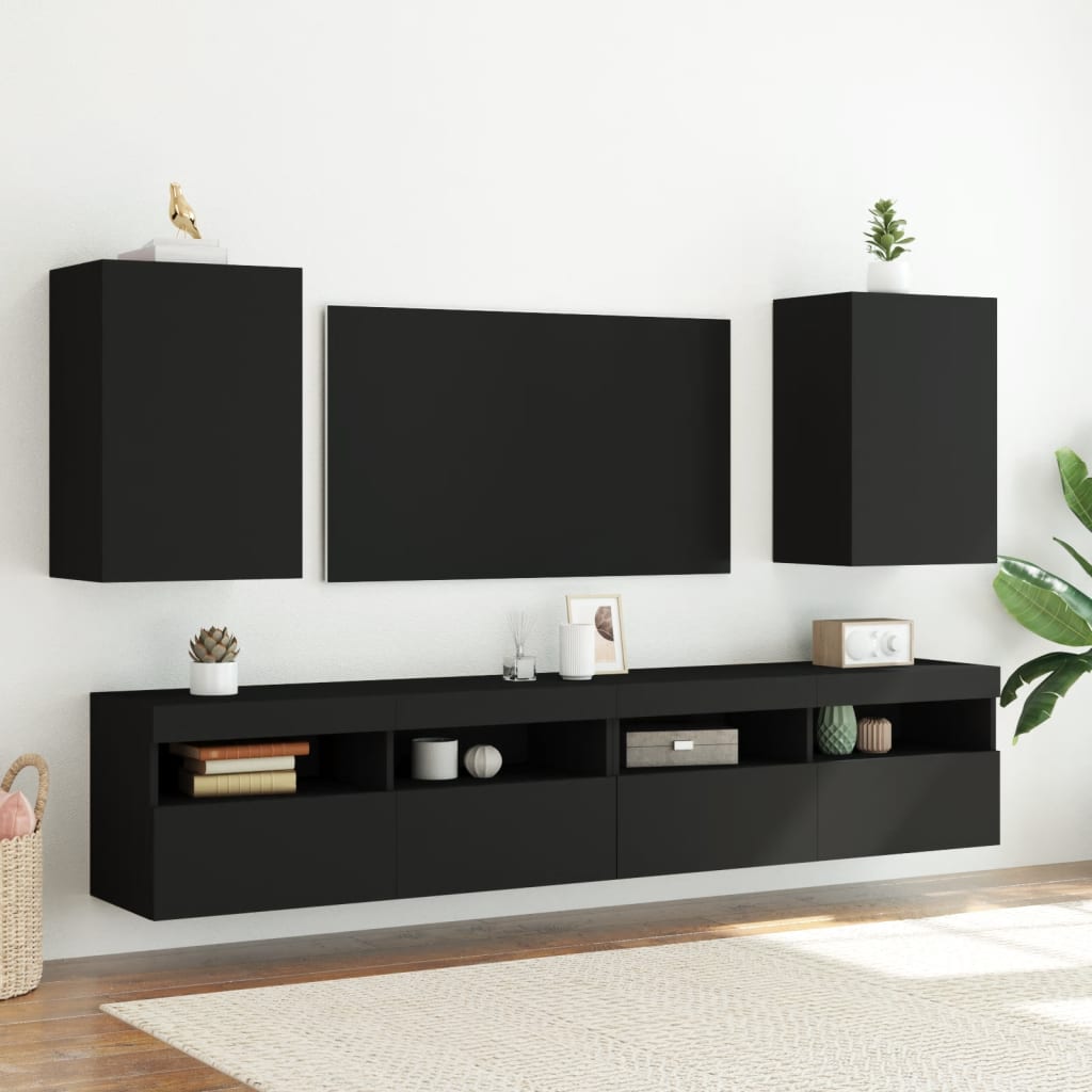 Tv-wandmeubel 40,5x30x60 cm bewerkt hout zwart