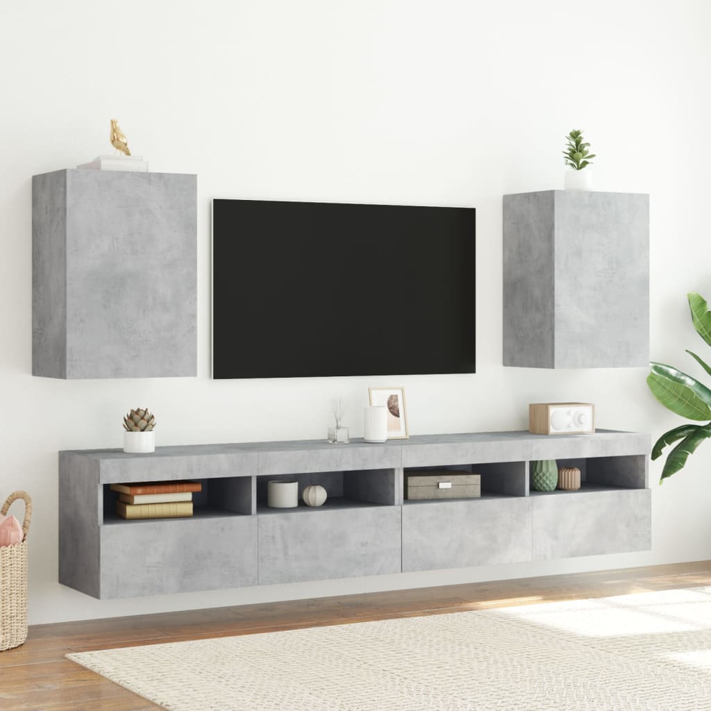 Tv-wandmeubels 2 st 40,5x30x60 cm bewerkt hout betongrijs