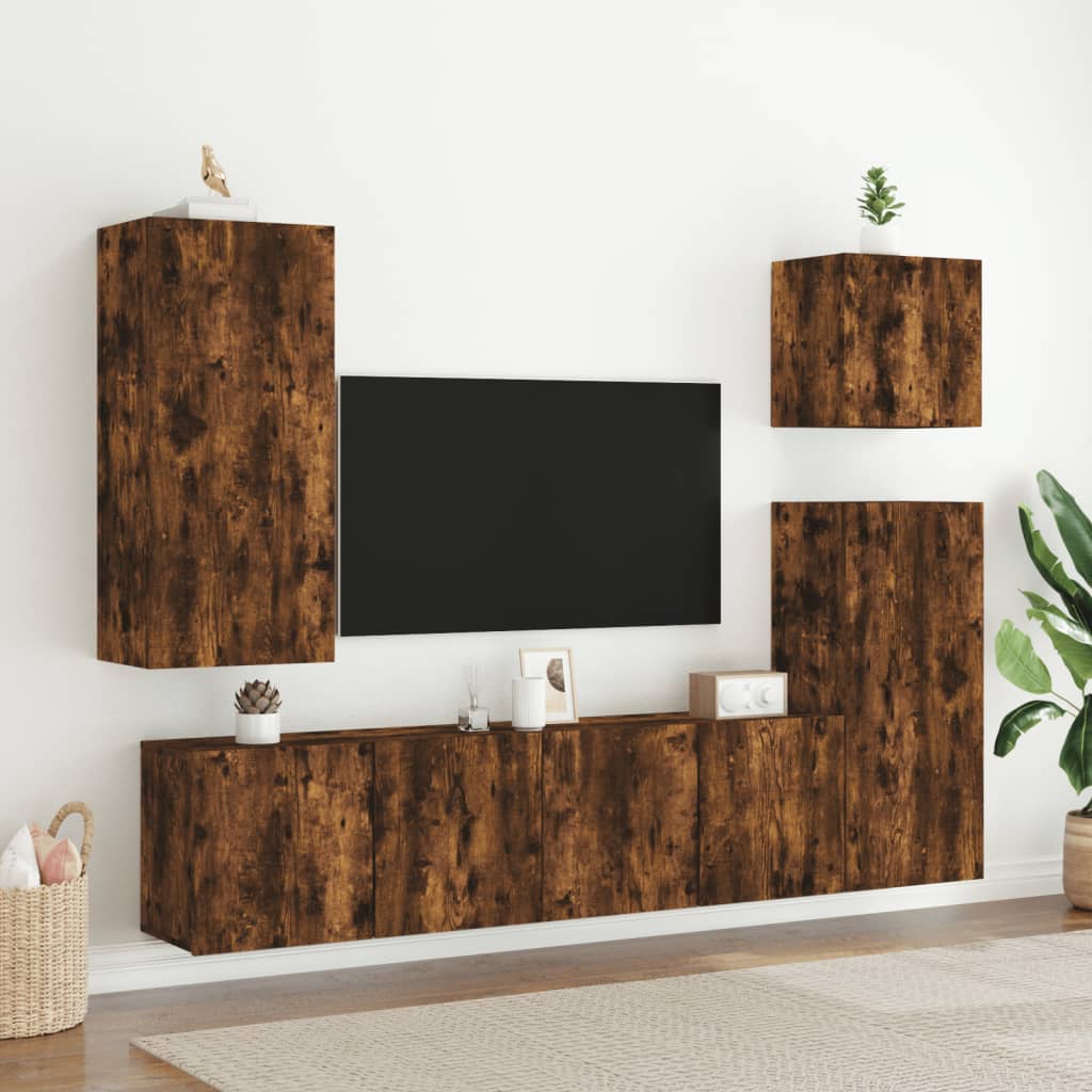 Tv-wandmeubel 40,5x30x90 cm bewerkt hout gerookt eikenkleurig