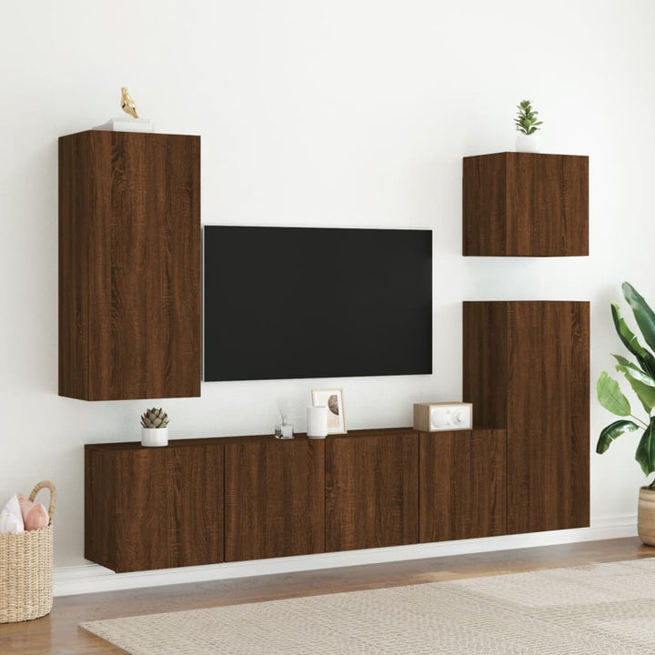 Tv-wandmeubel 40,5x30x90 cm bewerkt hout bruin eikenkleur