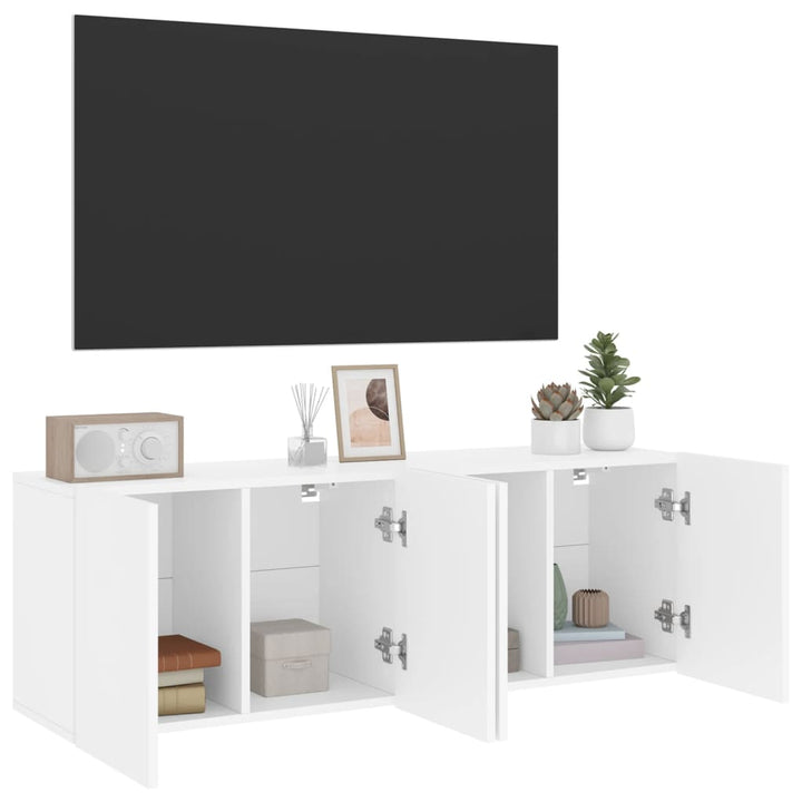 Tv-meubels 2 st wandgemonteerd 60x30x41 cm wit