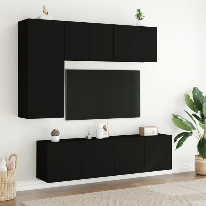 Tv-meubels 2 st wandgemonteerd 60x30x41 cm zwart