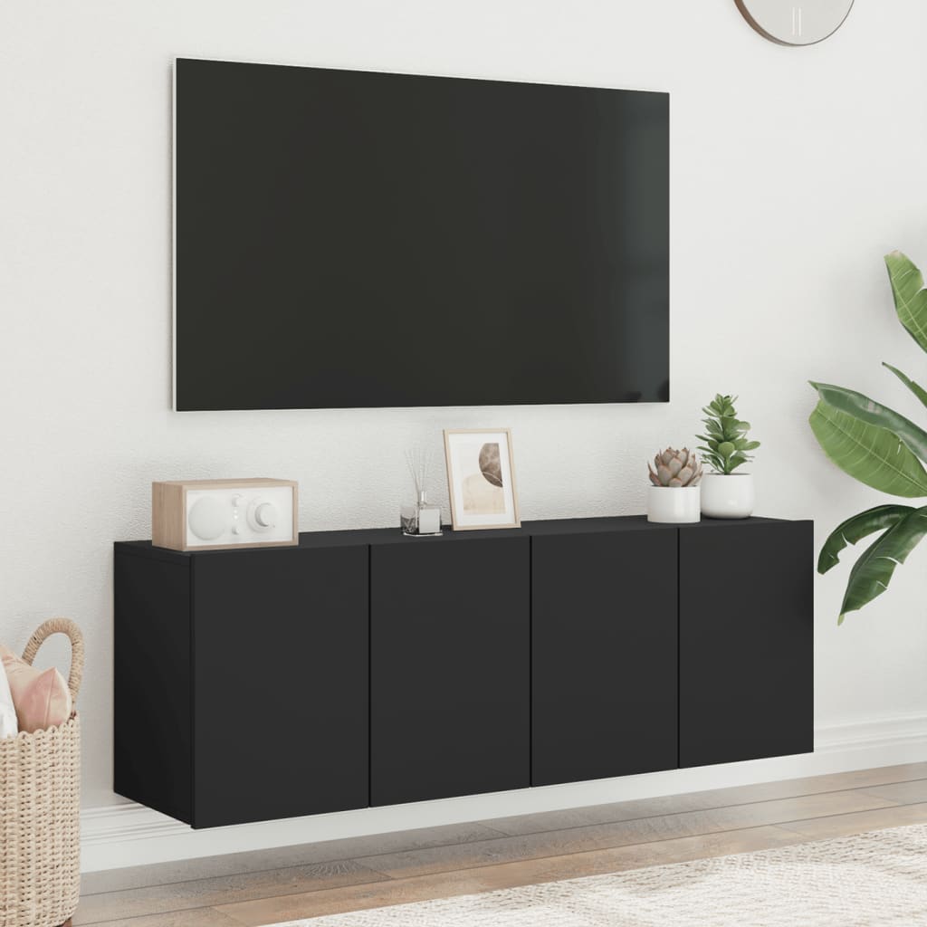 Tv-meubels 2 st wandgemonteerd 60x30x41 cm zwart