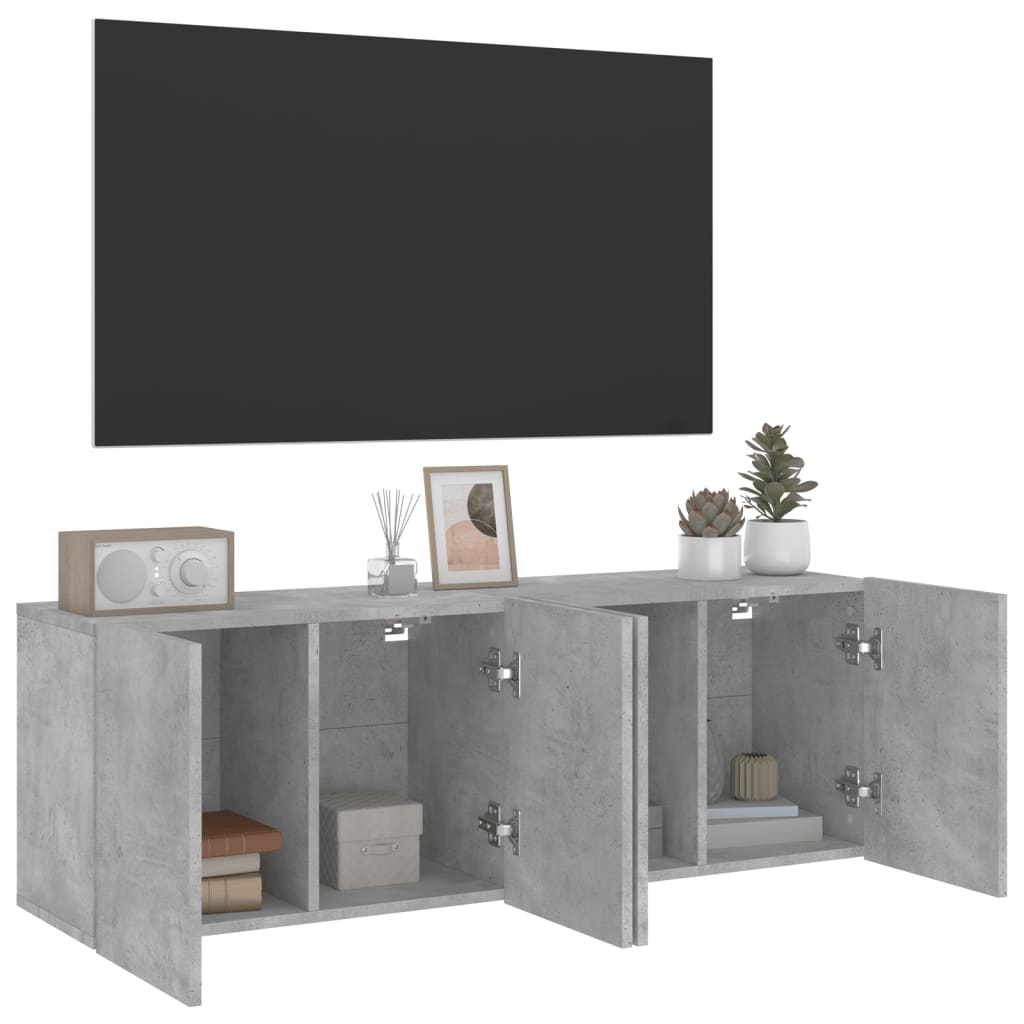 Tv-meubels 2 st wandgemonteerd 60x30x41 cm betongrijs