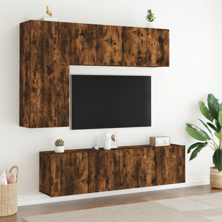 Tv-meubels 2 st wandgemonteerd 60x30x41 cm gerookt eikenkleurig