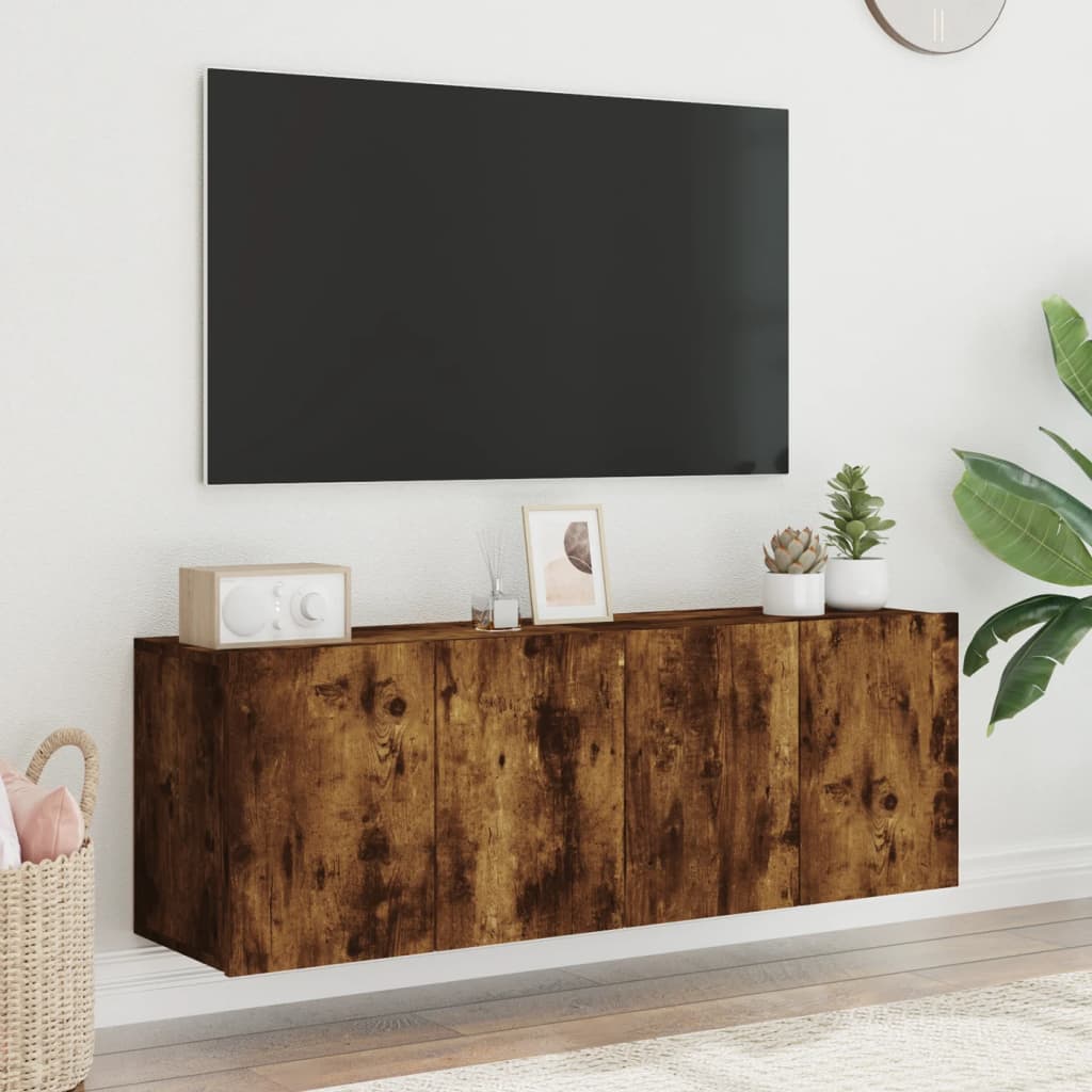 Tv-meubels 2 st wandgemonteerd 60x30x41 cm gerookt eikenkleurig